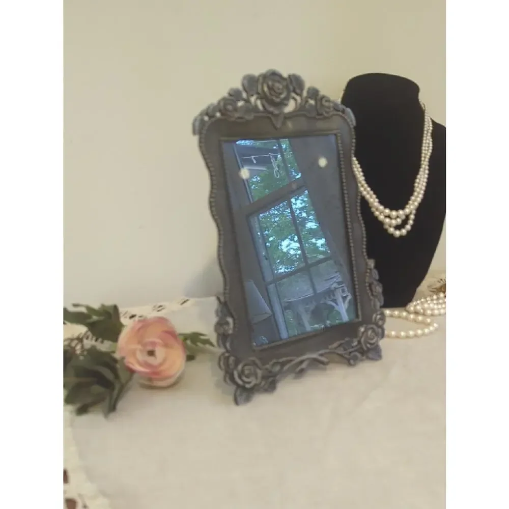 Vintage Rose Metal Picture Frame 10x7 Romantic Cottage Decor  Coquette Vanity
